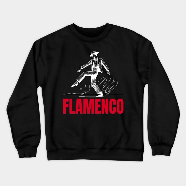 Flamenco male dancer - White and red Crewneck Sweatshirt by PrintSoulDesigns